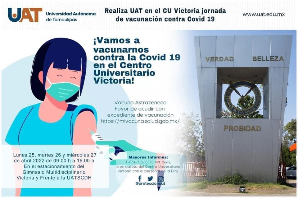 Realiza UAT en el CU Victoria jornada de vacunación contra Covid 19